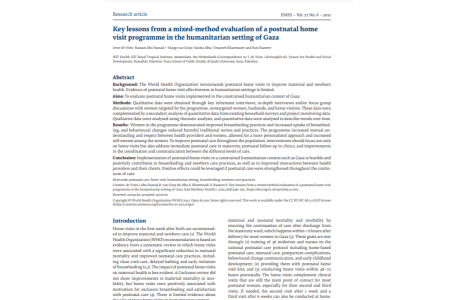 Key lessons from a mixed-method evaluation of a postnatal home visit programme in the humanitarian setting of Gaza