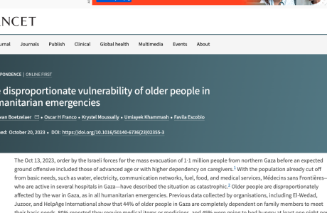 The disproportionate vulnerability of older people in humanitarian emergencies